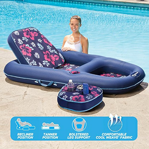 Flotador Inflable 2 En 1 Con Respaldo Ajustable Aqua Campani Azul Marino