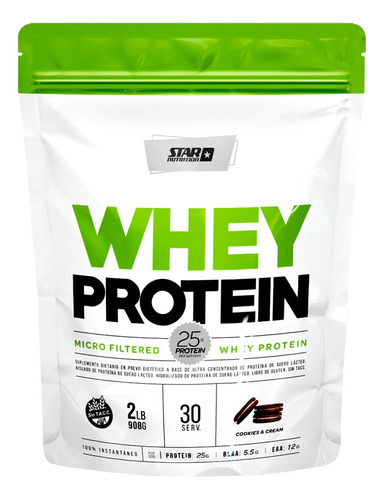 Suplemento Star Nutrition Whey Protein Cookies & Cream 908g