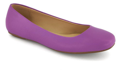 Flat Casual Andrea Tipo Ballerina Liso Para Mujer Morado