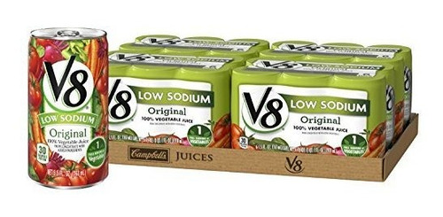 V8 Bajo En Sodio Original 100% Jugo De Vegetales, 5,5 Oz Pue