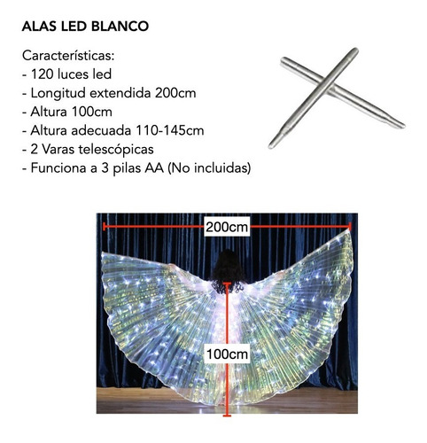 Alas Led Niñas Danza Arabe Wings Bellydance Odalisca Capa