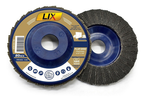 Kit 2 Discos Lixa Flap Lix Refratário 4.1/2''x7/8'' Grão 120