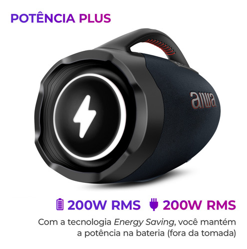 Caixa De Som Boombox Plus Aiwa Bbs-01-lbl 200w Bluetooth Azul