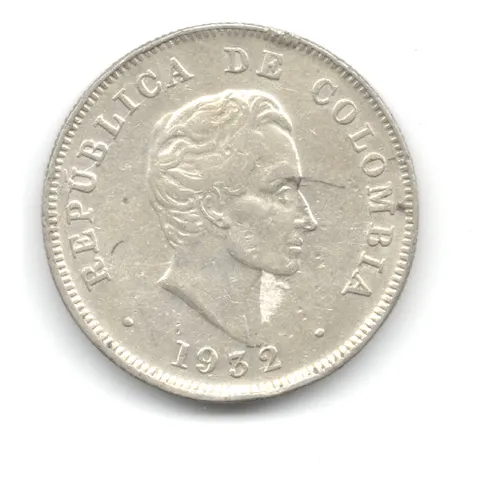 Colombia 1932 B 50 Centavos Plata 12.5 Gr Ley 900 Xf (Usado)