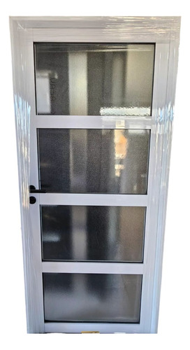 Puerta Aluminio Blanco Vidrio Repartido Horizontal 80x200