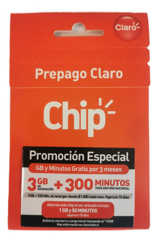 Chip Claro Paquete 50 Unidades 50 Min + 1 Gb + Redes S.