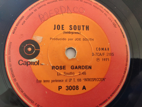 Vinilo Single De Joe South - Rose Garden ( U115