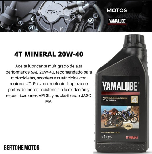 Aceite Mineral Yamalube 4t 20w40 Yamaha X 12 Unidades