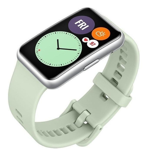 Huawei Watch Fit 1.64" caja de fibra polimérica silver malla green mint de silicona TIA-B09