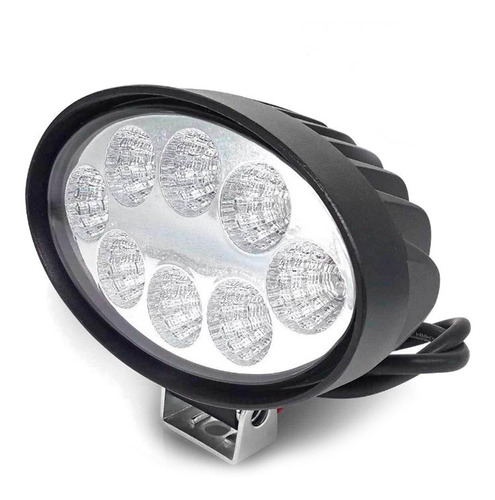 Farol De Milha Oval 8 Led Super Branco 6000k 24w Colhedeira