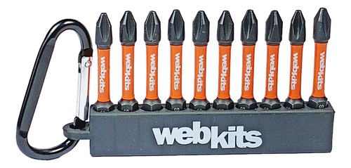 Bits Phillips 50mm Ph2 De Impacto Imantado 10 Pcs Chaveiro