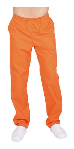 Pantalon Para Chef Unisex Naranja Con Resorte Bolsillos T. L