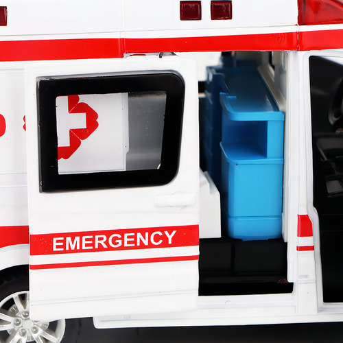 Modelo De Ambulancia, Modelo De Ambulancia De Rescate, Modelo Fundido A Presión, Equipado Con Luces Led, Juguete De Tracción De Metal Con Sonido Para Ambulancia, Juguete Para Niños