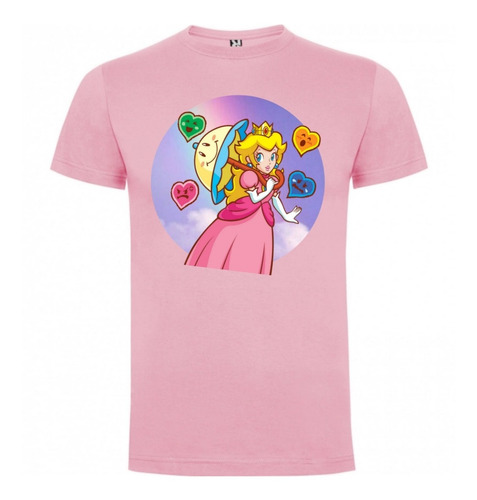 Polera Peach Princesa Video Juegos Niñas Algodón Mario Bros