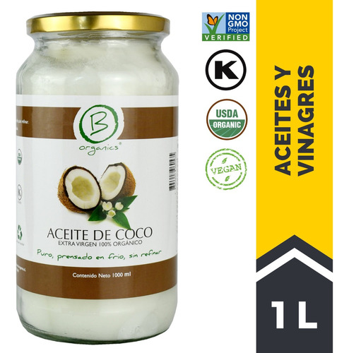 Aceite De Coco Organico Extra Virgen 1 L Andina Grains