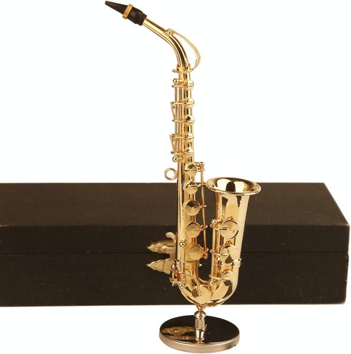 Miniatura De Saxofón De Cobre Soporte Y Estuche Mini I...