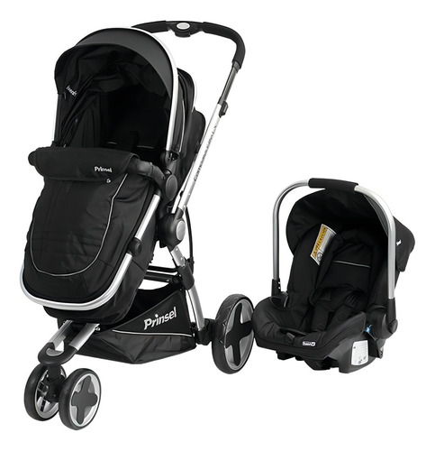 Carriola para correr travel system Prinsel Compass Elite LX negro con chasis color plateado
