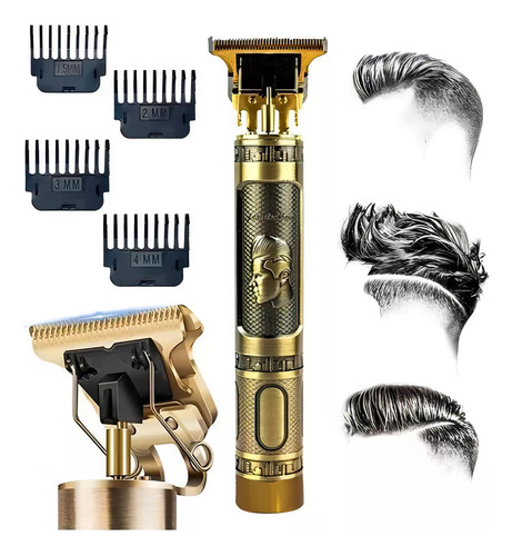 Maquina Profissional Acabamento Cabelo Barba Sem Fio Cor Dourado 110v/220v