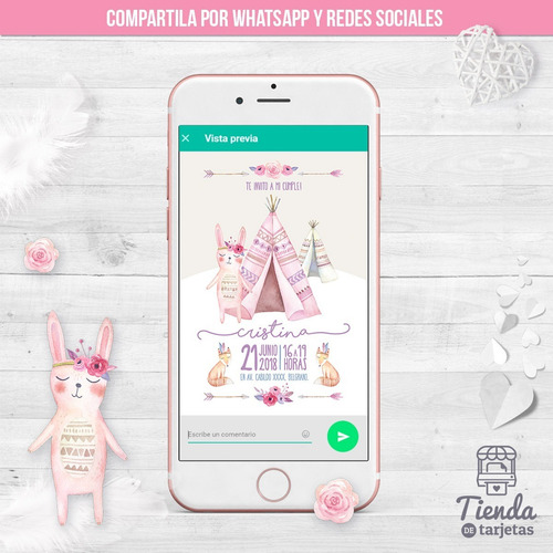 Imagen 4 de 4 de Carpa Teepee Invitacion Digital E Imprimible