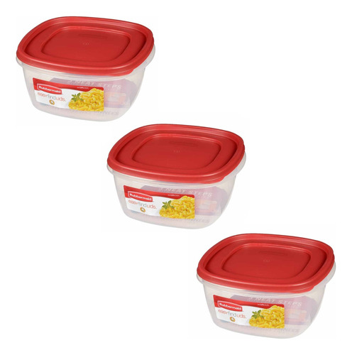 Pack X3 Taper Contenedor Vianda Rubbermaid 3.3l Easy Find