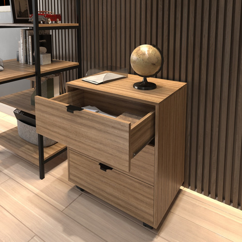 Mesa Escritório Escrivaninha Industrial + Gaveteiro Cômoda Cor Laminado com Preto