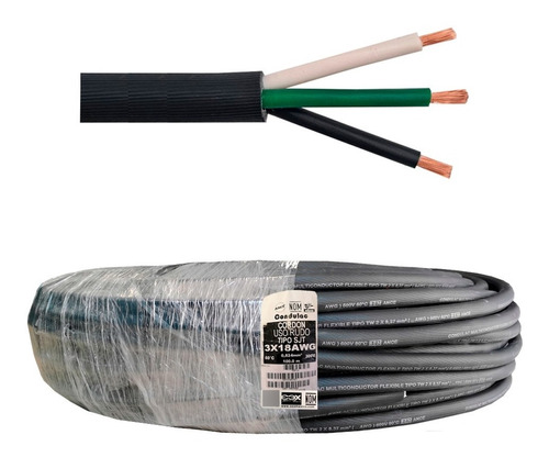 Cable Uso Rudo 3 X 18 Cobre X 40 Metros