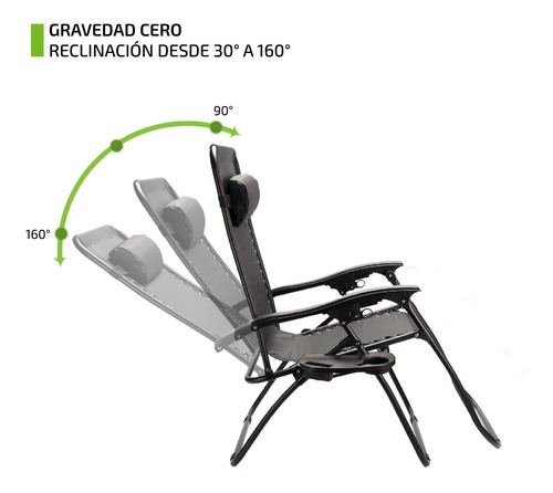 Imagen 5 de 10 de Reposera Gravedad Cero Silla Playera Reforzada Plegable