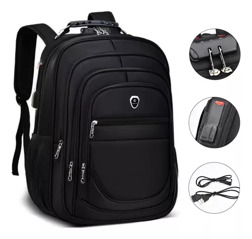 Mochila escolar YOU TI Unissex Mochila Bolsa Escolar Notebook Reforçada cor  preto design liso 40L Faculdade Impermeavel