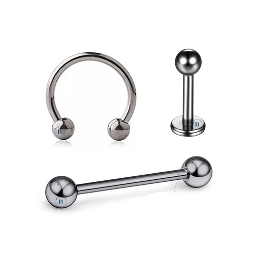 Set Piercing Titanio X 3 Barbell Labret Bull Premium Bavasa