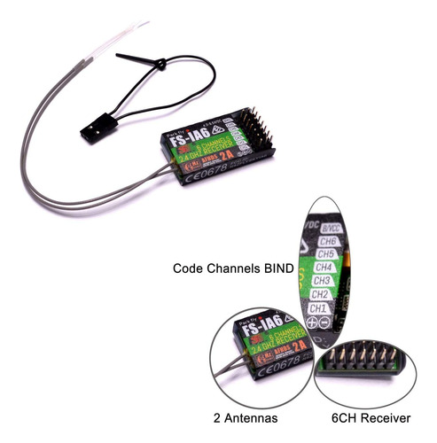 Receptor Flysky Fs-ia6 6ch Doble Antena Ppm Ibus Color