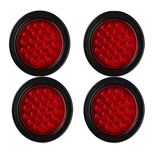 4pcs 4 Inch Round Led Trailer Tail Lights Red 24 Led Wa...