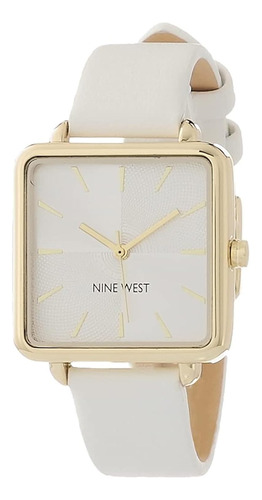 Reloj Nine West Con Correa Para Mujer, Color Blanco/dorado