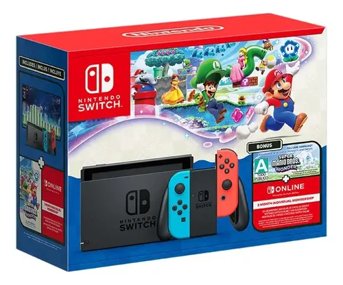 Nintendo Switch + Super Mario Bros. Wonder + 3º Nso | Frete grátis