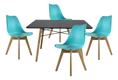 Set Comedor Mundo In Mesa Oslo Negra 4 Sillas Frankfurt