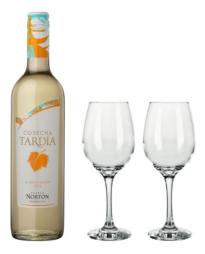 Imagen 1 de 5 de Vino Blanco Norton Cosecha Tardía 750 + Copa Barone 490ml X2