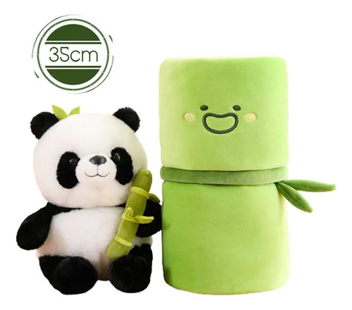 Baby Panda Peluche Panda 35cm Dentro De Un Bambú