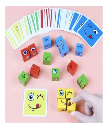 Juego De Mesa Puzzle Bloques De Expresiones En Madera Niños