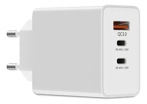 Cargador De Pared Usb Pd Triple 2 Usb Tipo C 20w Carga Rapid