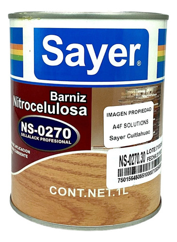 Sellador Para Madera Sellalack Profesional Sayer Nitrocelulosa Ns-0270 1pz Acabado Semimate Color Transparente 1 L