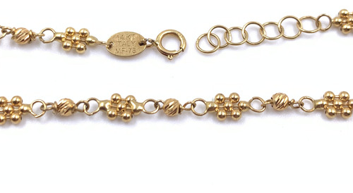 Pulsera De Bolitas Diamantadas Oro 14k 2.6 Gr