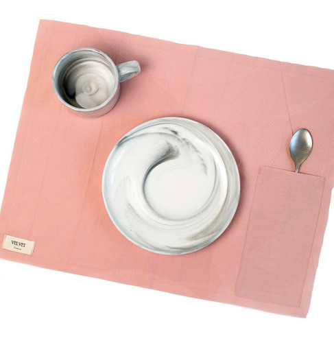Imagen 3 de 10 de Individual Mantel De Mesa Con Porta Cubierto 45x35 Velvet