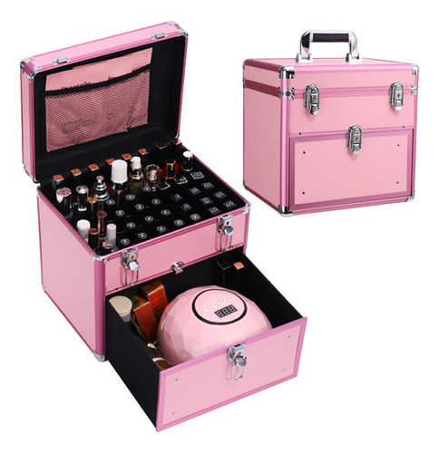Maleta De Manicurista Profesional Multiuso Gran Espacio Color Rosa