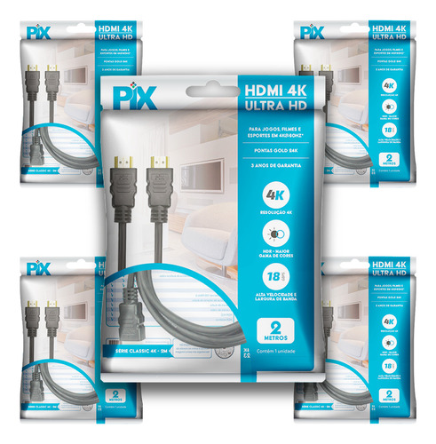 Kit 10 Cabo Hdmi 2m 4k 2.0 Atacado 2 Metros Ultra Hd