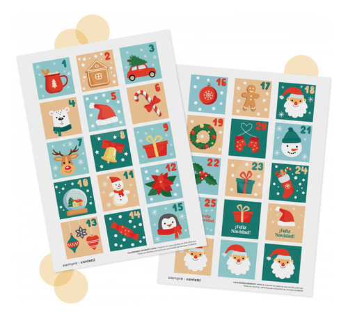 Kit Imprimible Calendario De Adviento Navidad Pdf Stickers