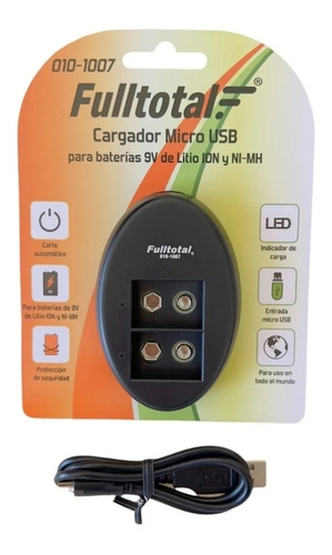 Imagen 3 de 5 de Cargador De Baterias 9v +2 Full Total 250mah + Usb Cable