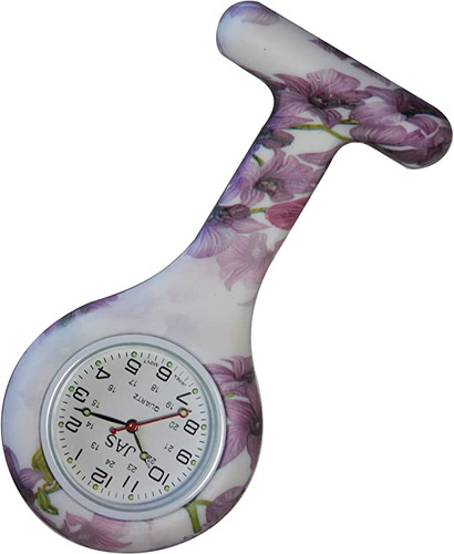 Púrpura Posy Patterned Enfermeras Reloj Silicona (control