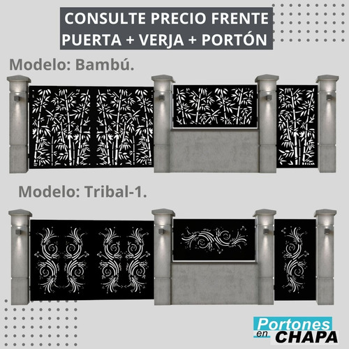Cerco Chapa Decorada, Paño Fijo 1.80 X 1.20 Chapa N° 16 Reja Gris