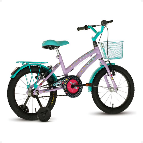 Bicicleta Aro 16 Infantil Stone Drika Lilás Feminina Com Cestinha