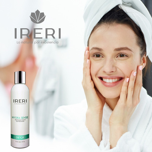 Imagen 9 de 9 de Shampoo Facial Dermo Limpiador Altamente Humectante Hidratante Para Cutis Con Piel Normal A Seca Deshidratada O Sensible Línea Detox Hydra Sense Ireri ®