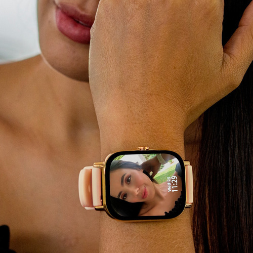 Imagen 5 de 8 de Reloj Inteligente Smartwatch Gold Rose Para Mujer Bluetooth